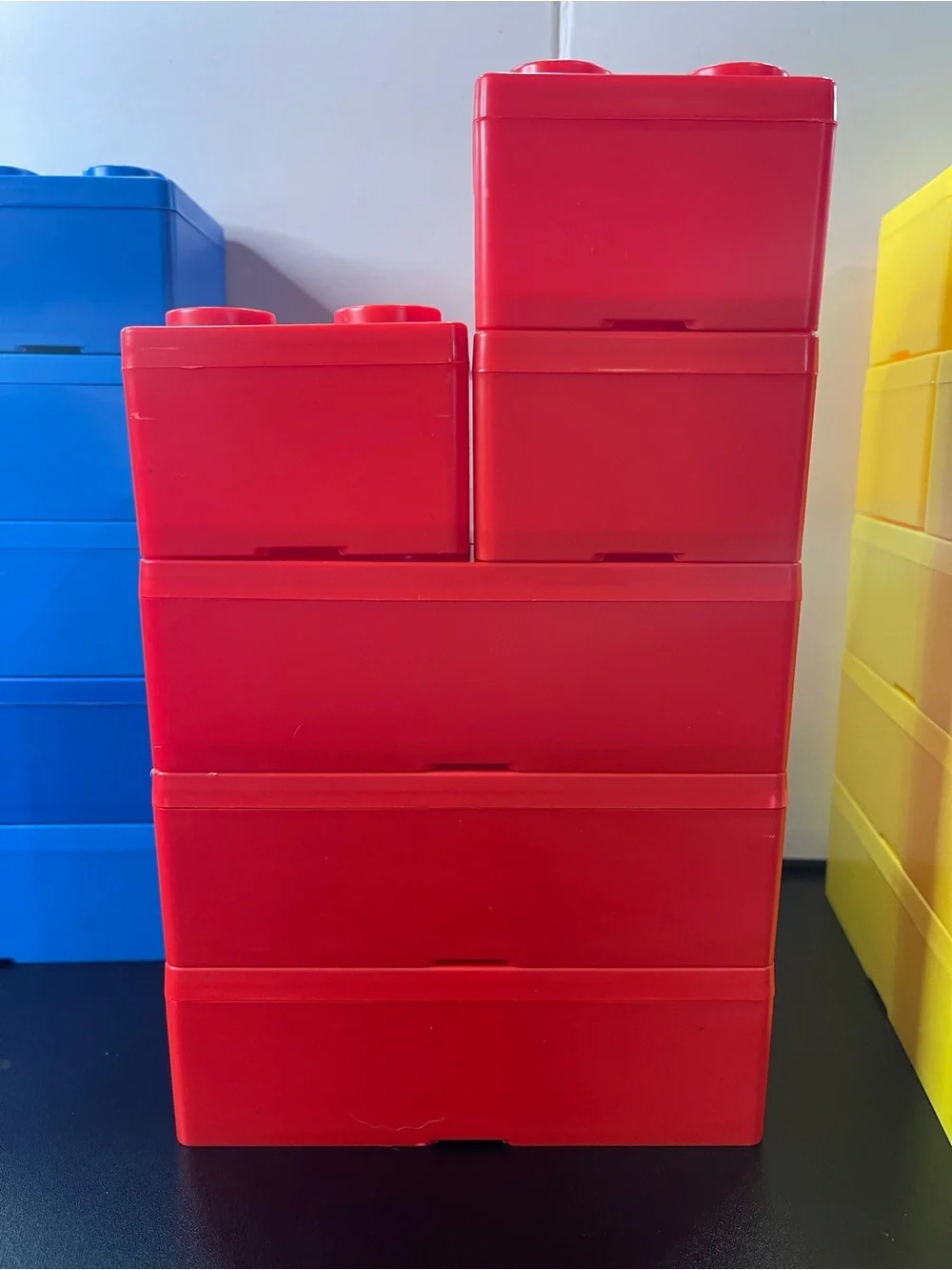 Stackable Building Block Storage - Blue Red Yellow Green
